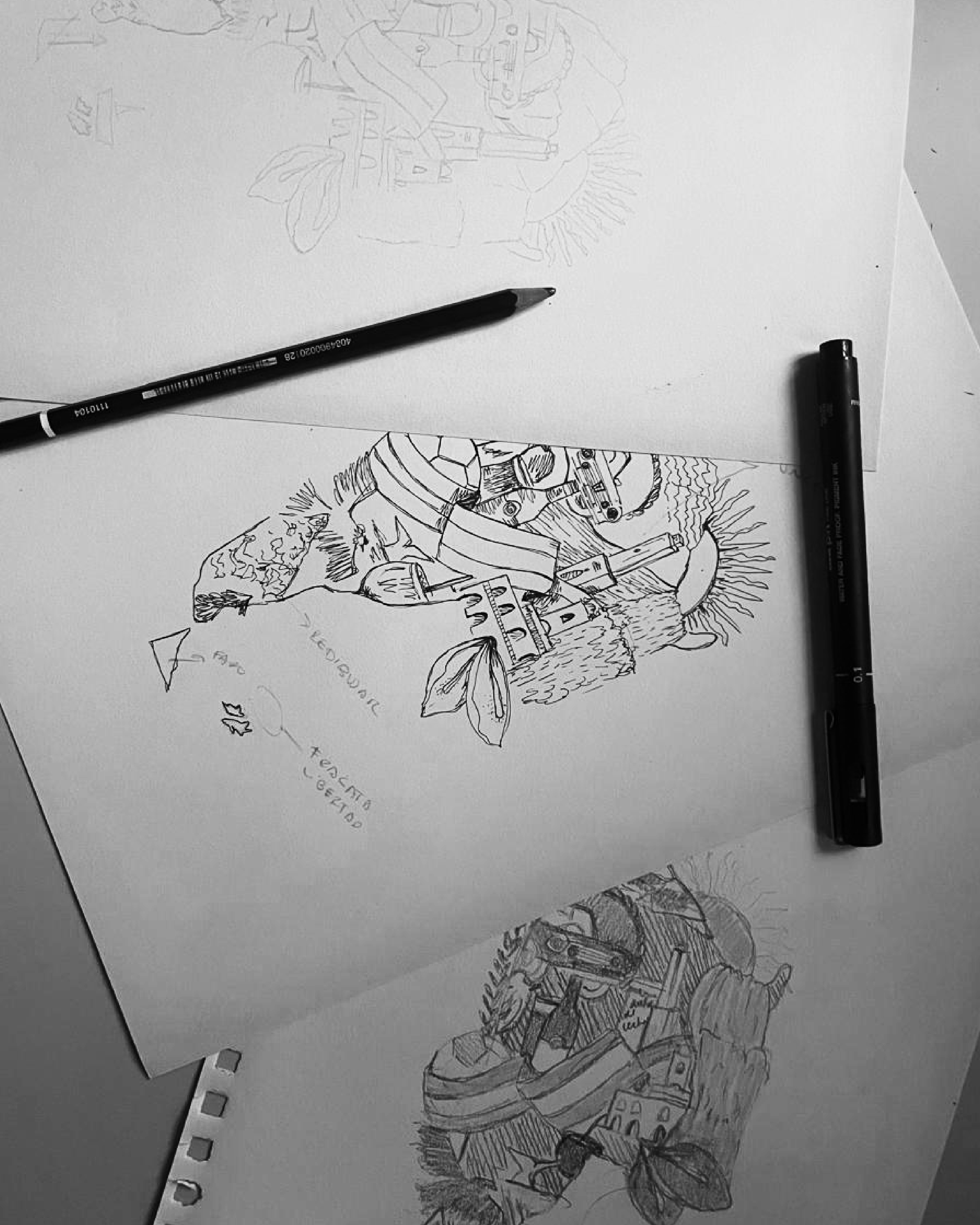 Patria - Bocetos de ilustraciones a mano